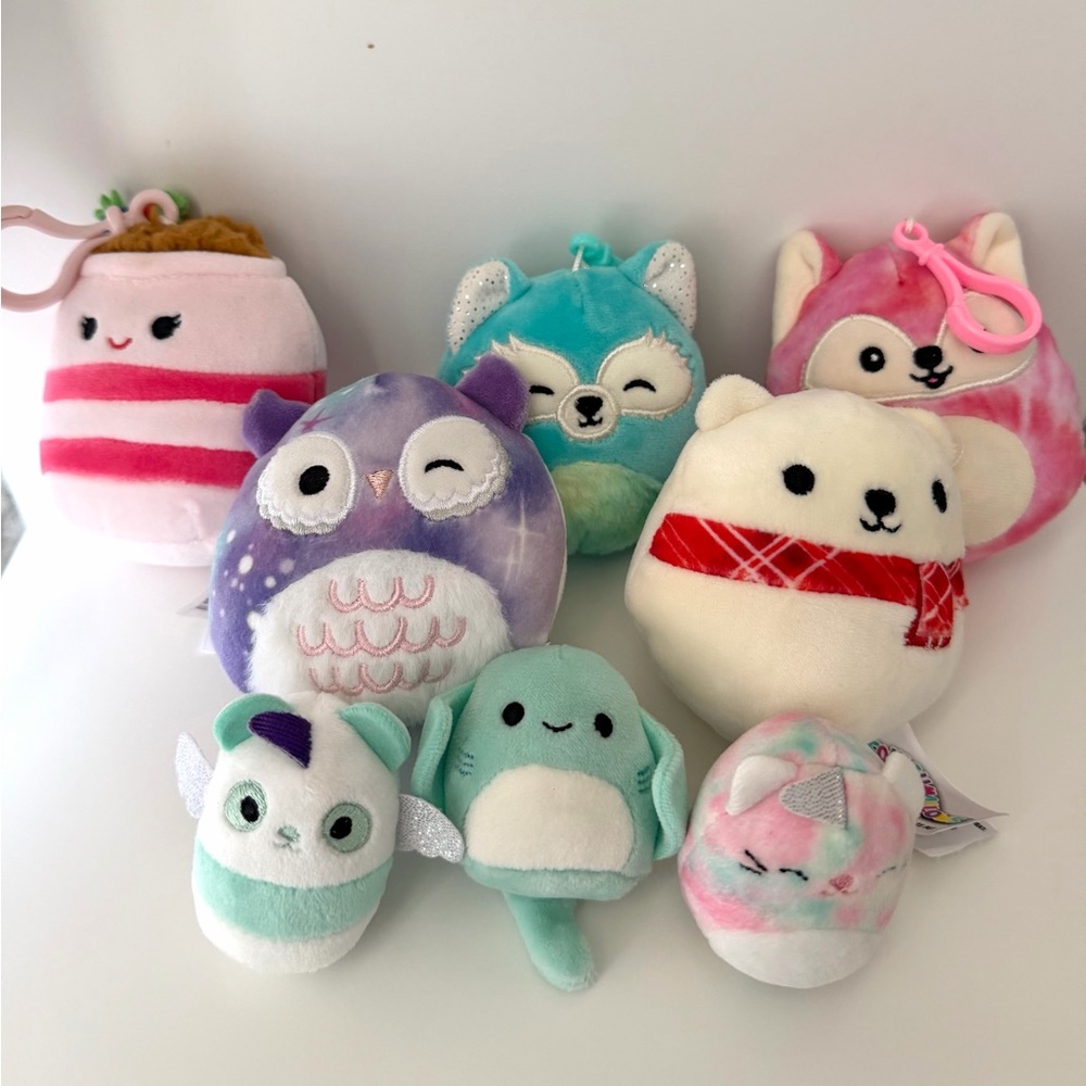 Squishmallows 3.5" Bag Keychain Clips & Mini Plush Toy Animals – Various Sets